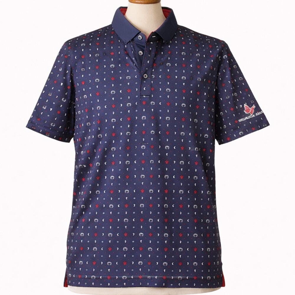 Greyson Monarch Beach Wolf Print Performance Polo Shirt Men’s Size M Golf